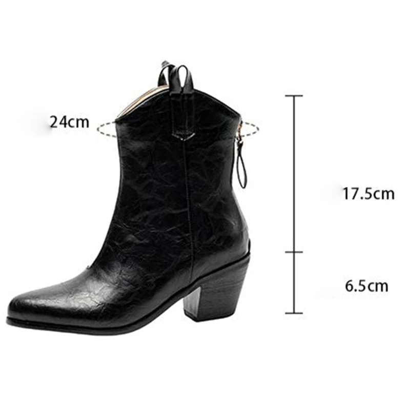 

SIMLOVEYO 2024 Leisure Women Boots Pointed Toe Block Heels 6cm 46 47 48 Fashion Female Ankle Bota