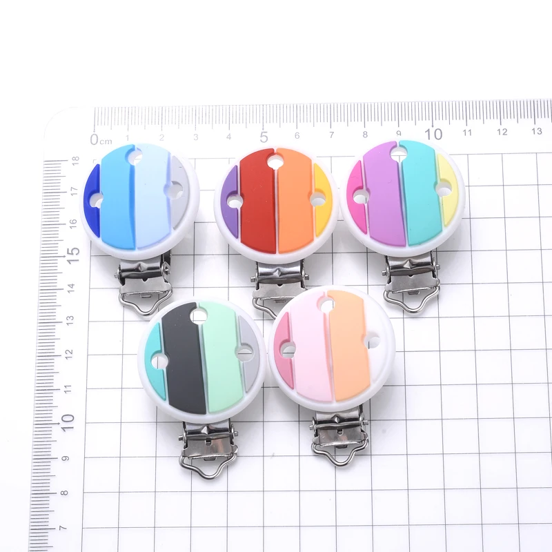 3Pcs 35x51mm Round Silicone Baby Pacifier Clip Cartoon Dummy Clip For Baby Nipple Chain Making DIY Pacifier Chain BPA-Free