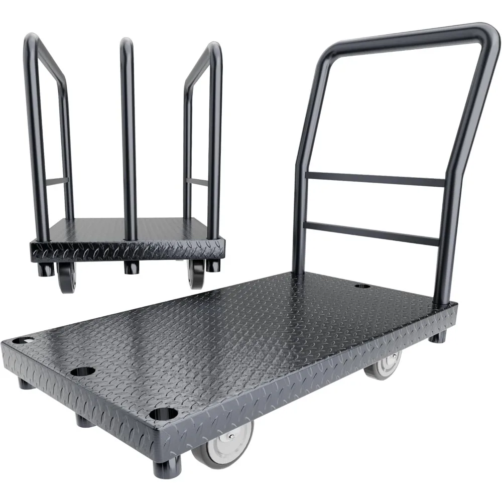 Carro de paneles 2 en 1, carro de paneles en seco, camiones con plataforma, capacidad de 2500 libras, carro de madera, carro de cama plana, carrito de empuje resistente de 38 "x 24" con 1 Fr