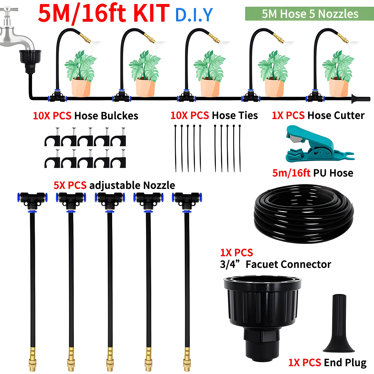 DIY Gratis Buigen Universele Spray Kit Voor Kas Tuin Bloemen Plant Watering Irrigatie Patio Verneveling Koelsysteem