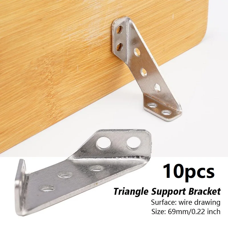 10pcs Universal Furniture Corner Connector Stainless Steel Small Universal Corner Code Fastener Triangular Support Furniture