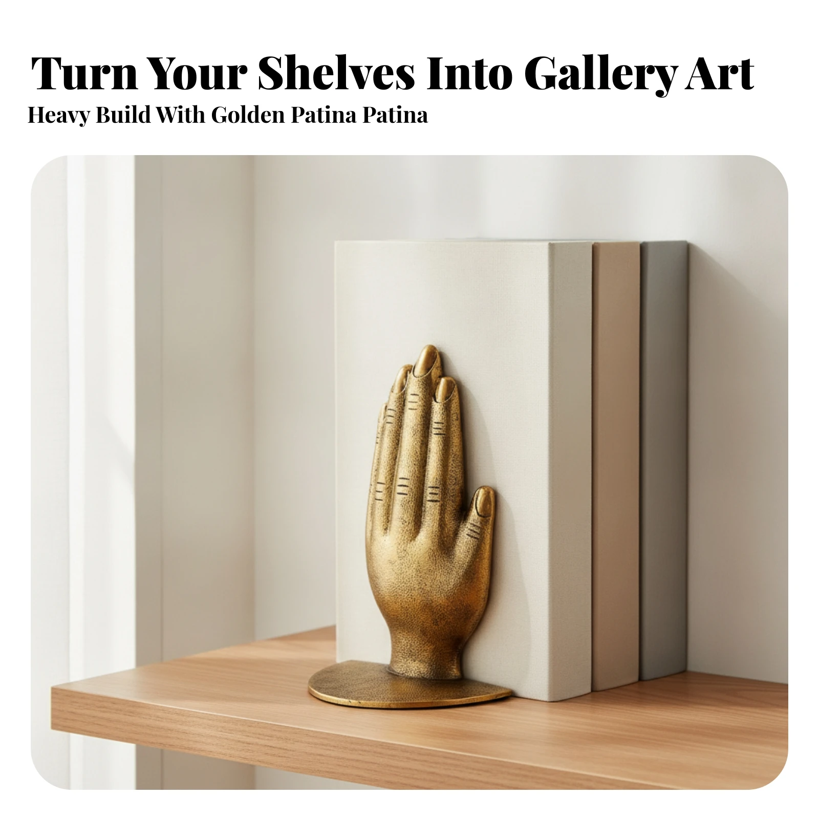 Praying Hands Bookends Antique-Style Bookend with Praying Hands Retro Metal Bookend Classic Book Stoppers Inspirational