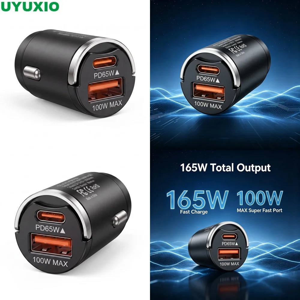carregador-de-viagem-para-carro-de-165w-design-de-baixo-perfil-em-liga-de-zinco-carregamento-rapido-de-65w-usb-c-pd-e-100w-usb-a-para-viagens-e-uso-diario