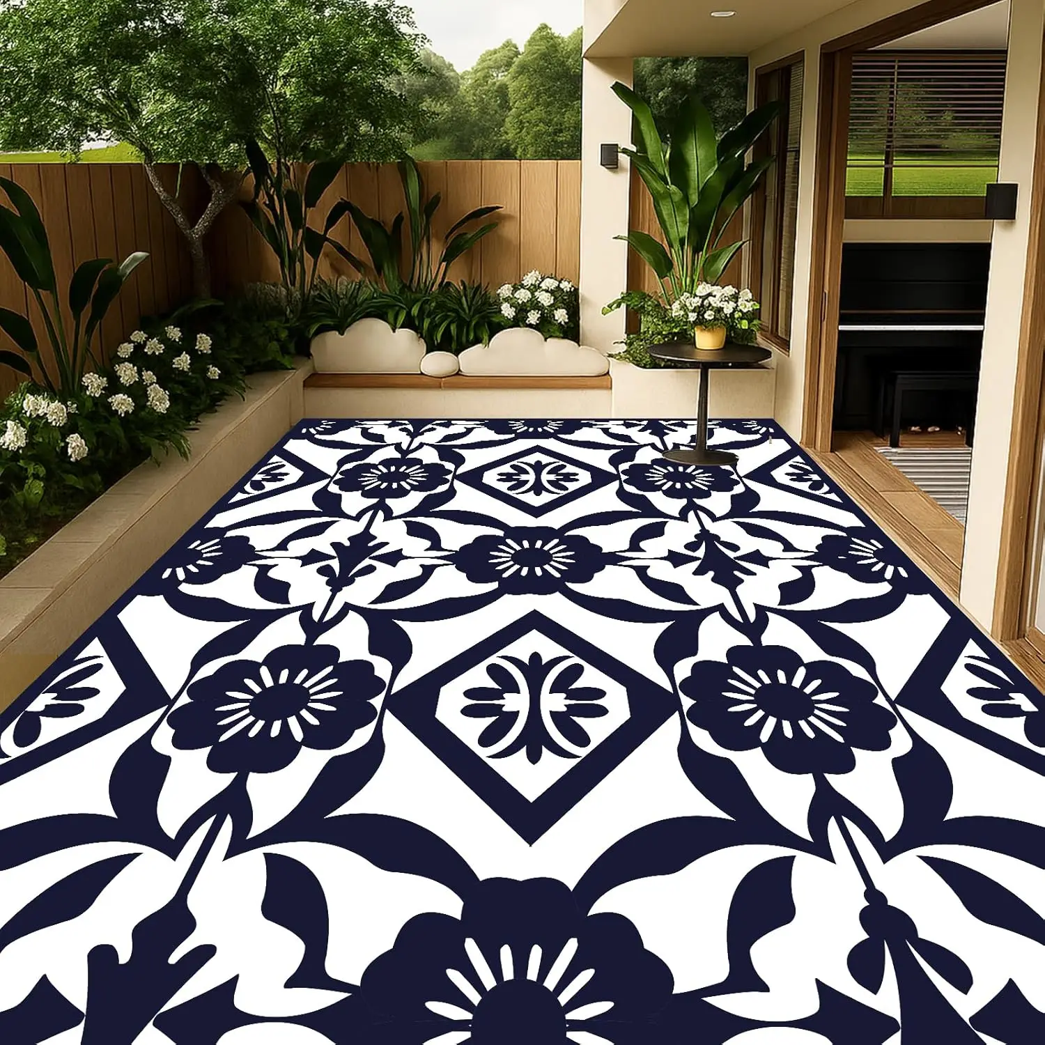 

8x10 Feet Klein Plastic Outdoor Rug, Stain Resistant Waterproof Reversible Outdoor Patio Rug, Fade Resistant Camping Rug