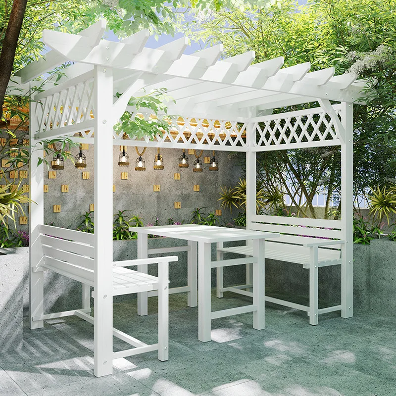 Outdoor grape trellis courtyard preservative wood terrace sun room gazebo shelf assembly yard wooden promenade shade