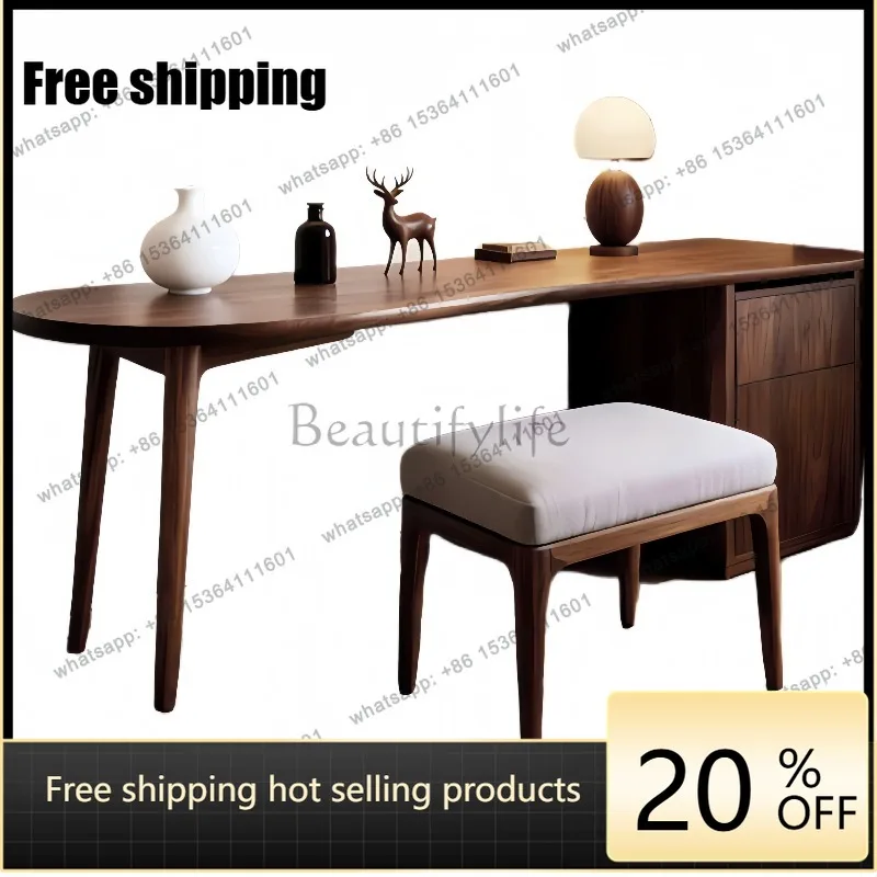 YJ new Chinese-style solid wood dresser bedroom modern simple black walnut desk