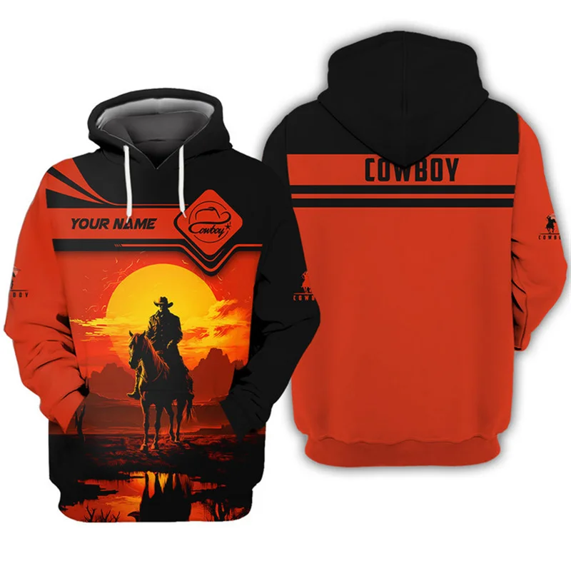 Vintage West Cowboy 3d Printed Hoodie For Men TIKI Xmas Pattern Sweatshirt Hoodies Winter Fashion Long Sleeve Pullover Sportwear