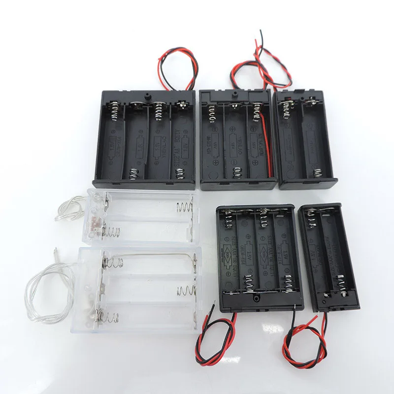 5pcs 2/3/4 Slot AA AAA Battery Holder 1.5V/3V/4.5V/6V AA Battery Box with Leads Wires ON/Off Switch Screw Cap Case Back Cover A7