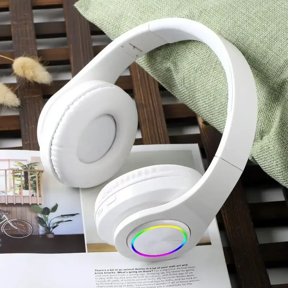

Wireless Bluetooth Headphones B39 Colored LED Lights Gaming Over-Ear Headset Stereo Headphone with Mp3 Player Foldable Earphone