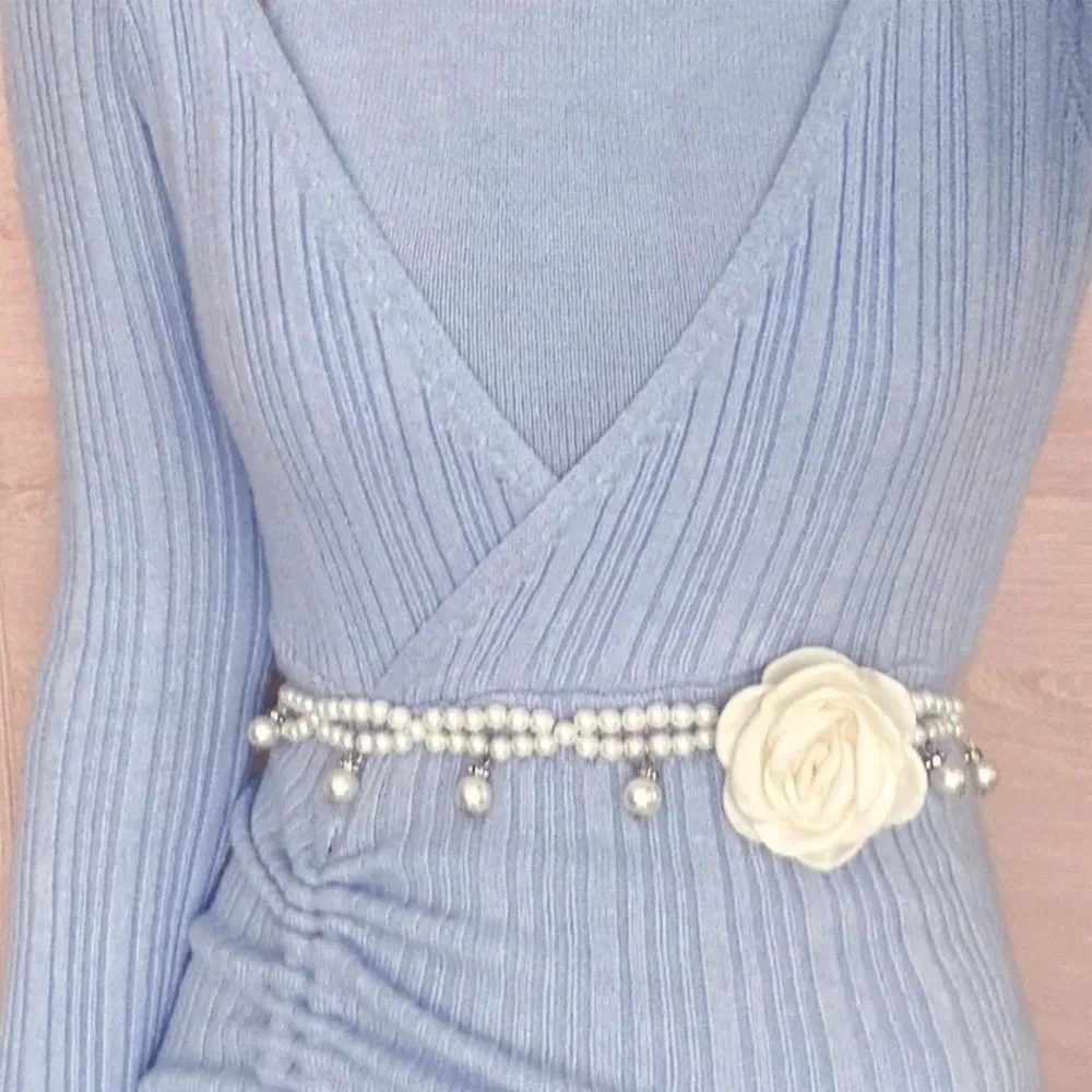 

Новый темперамент, элегантные жемчужные поясные цепочки, аксессуар на талию, универсальный жемчужный пояс, платье для девочек, ремешок, украшения для тела, женский подарок