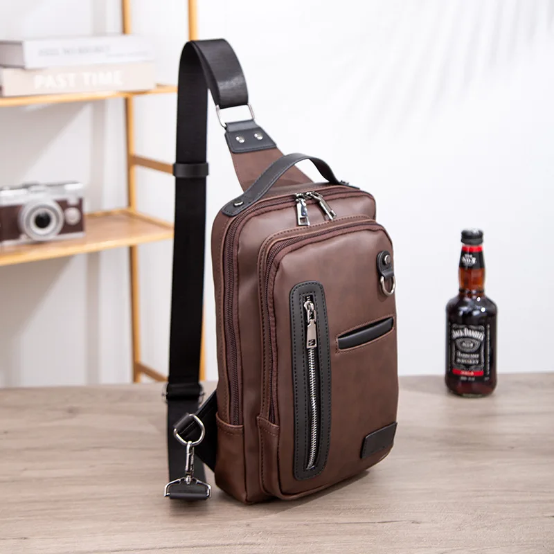 

2025 Men's Fashionable Casual Shoulder Bag Casual New Men's Crossbody Leather Chest Bag Manufacturer Wholesale Sacoche Homme