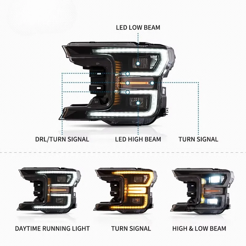 Manufacturer LED Headlights Car Head Light Lamp Assembly 2017 2018 2019 2020-up Wholesales for FORD F150 Rockauto