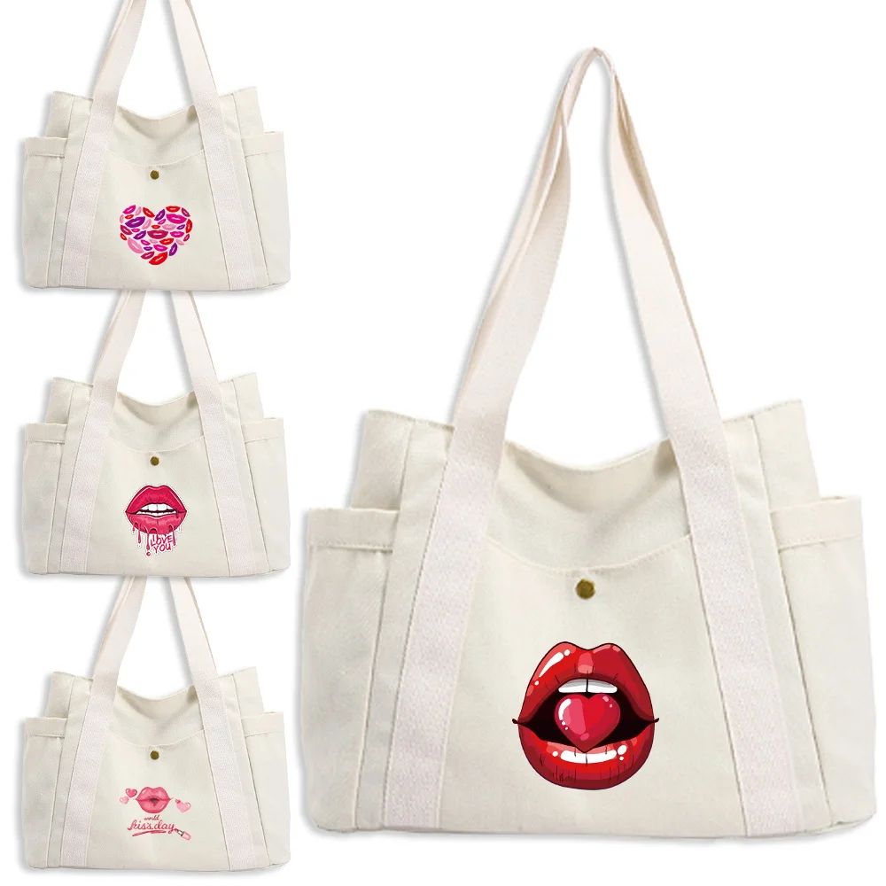 

Unisex Soft Beige Canvas Carryall Mouth Series with Wide Straps and Open Top Design Perfect for Office School and Weekend Trips