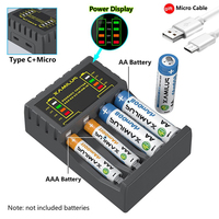 4 Slots Battery Charger Intelligent Fast USB Charger for AAA/AA Rechargeable Ni-MH/Ni-Cd Batteries with LED Indicator Charger