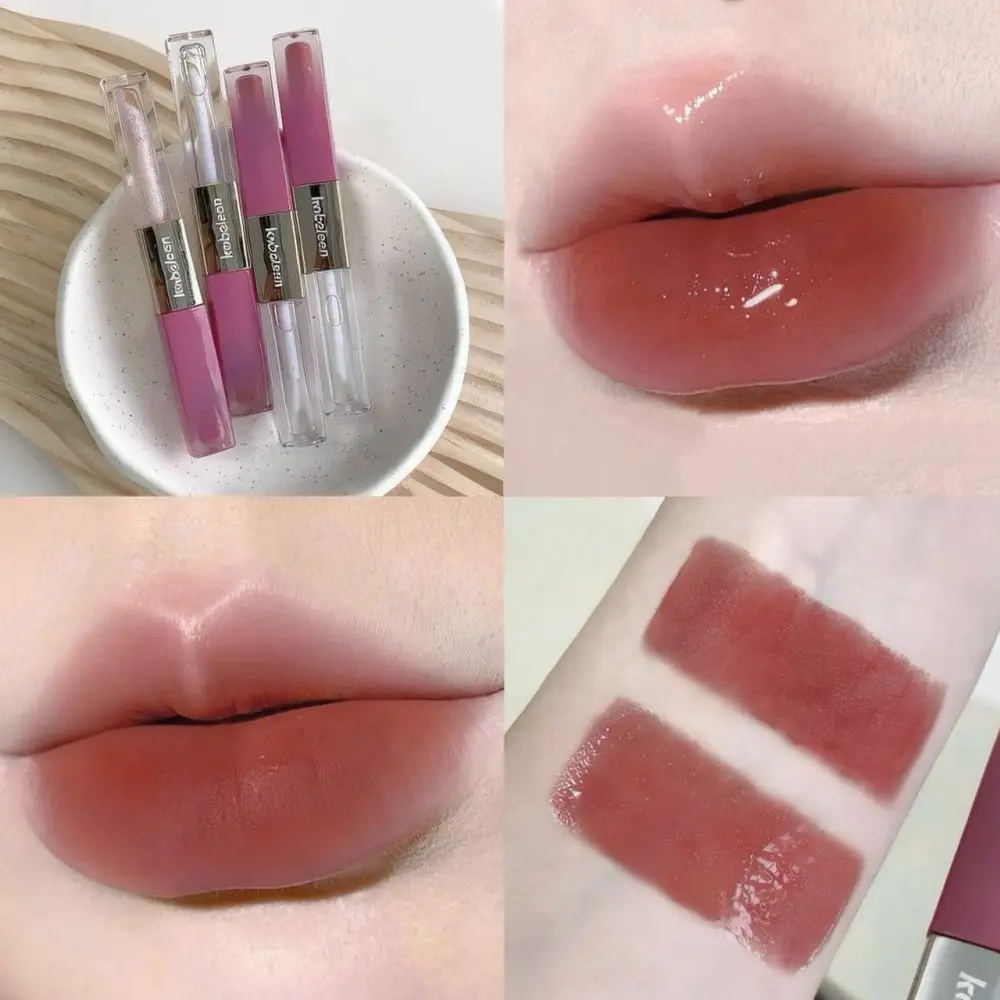 For Kobeleen Double Sided Lip Tint Mirror Watery Gloss And Velvet Matte Lipstick High Pigment Long Wear Waterproof Makeup