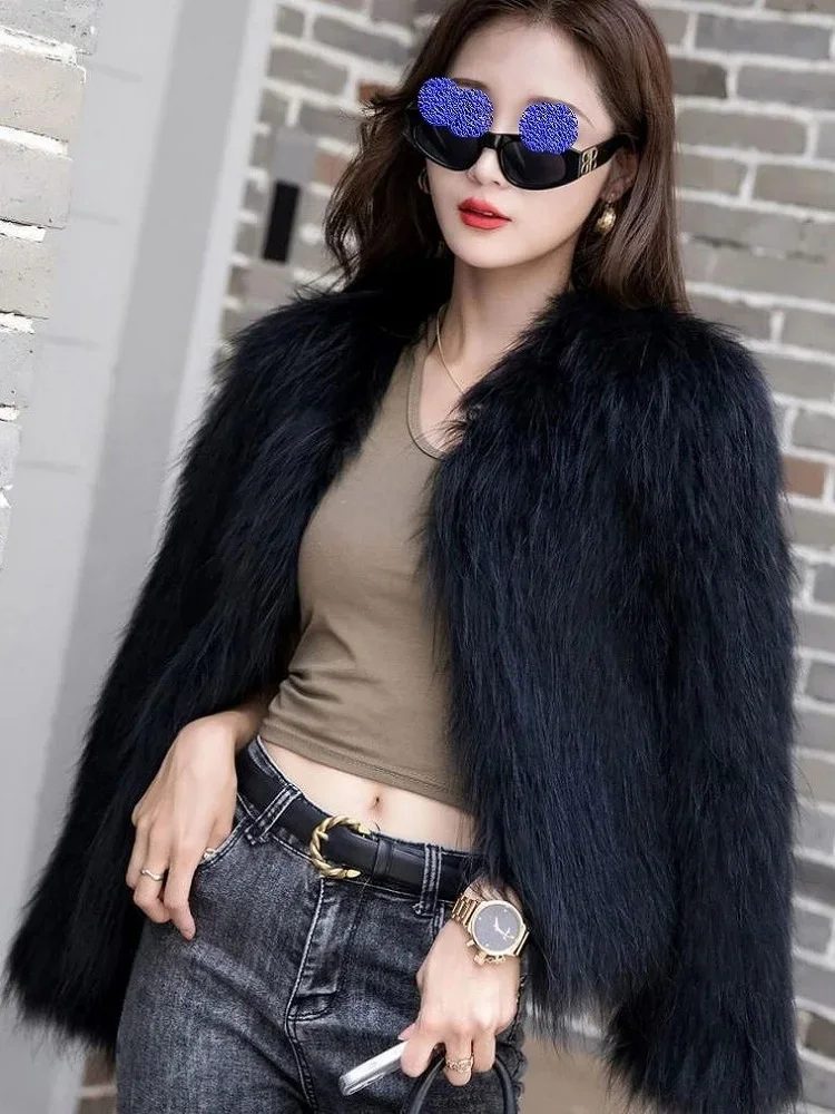 

Women's imitation fox fur coat, winter new style with cotton clip and thickened young short fur shawl