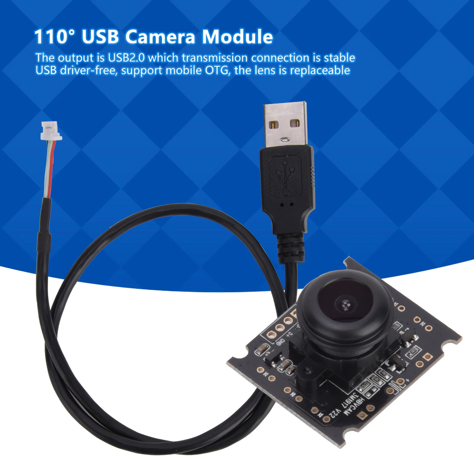 Camera Module OV3660 Chip USB 2.0 2048 x 1536 Resolution 15 FPS 110° Wide Angle Supports Mobile Device OTG USB Camera Module