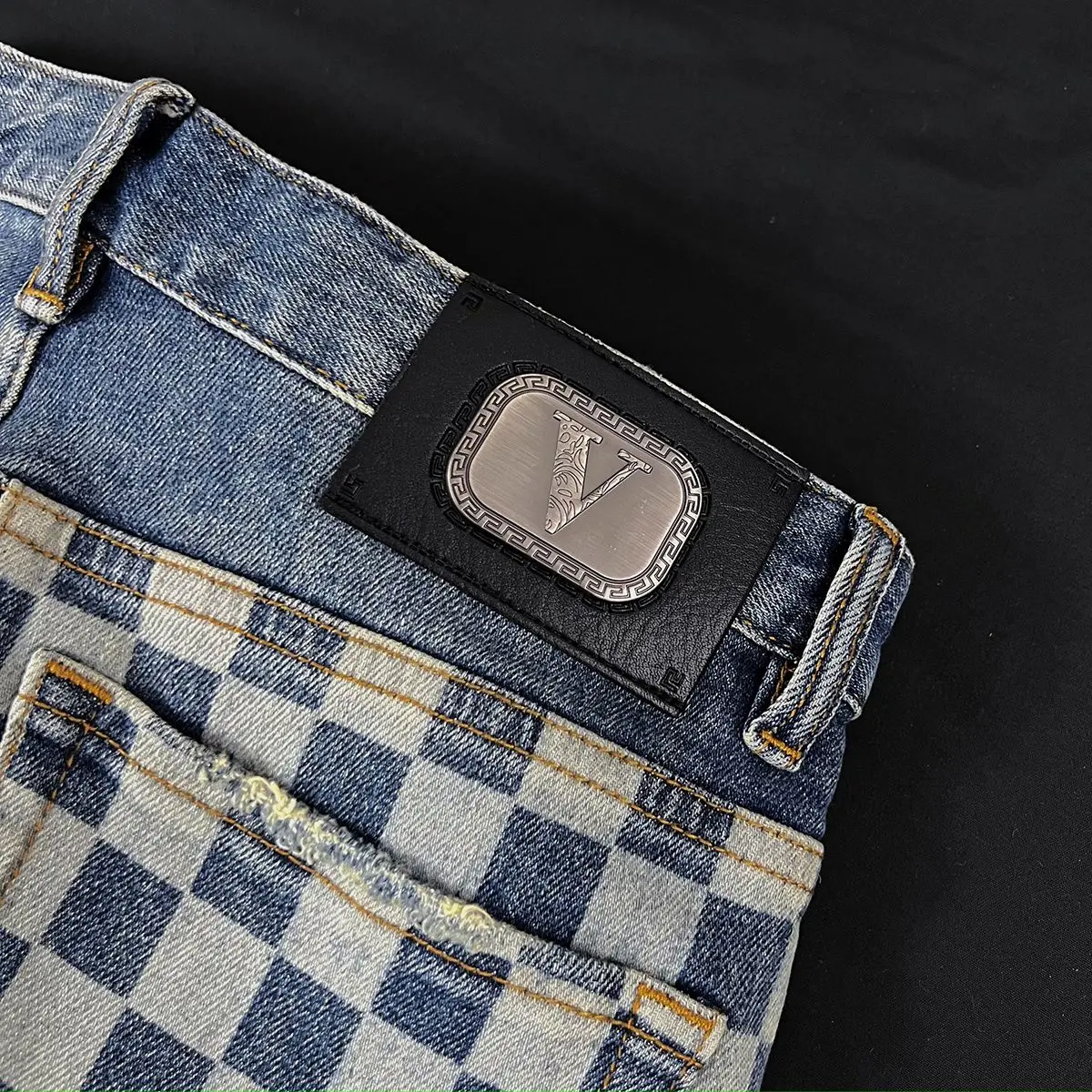 

Американское сращивание, индивидуальный дизайн, джинсы, мужской модный бренд, облегающие, маленькие ножки, эластичные и тонкие брюки, мужские.