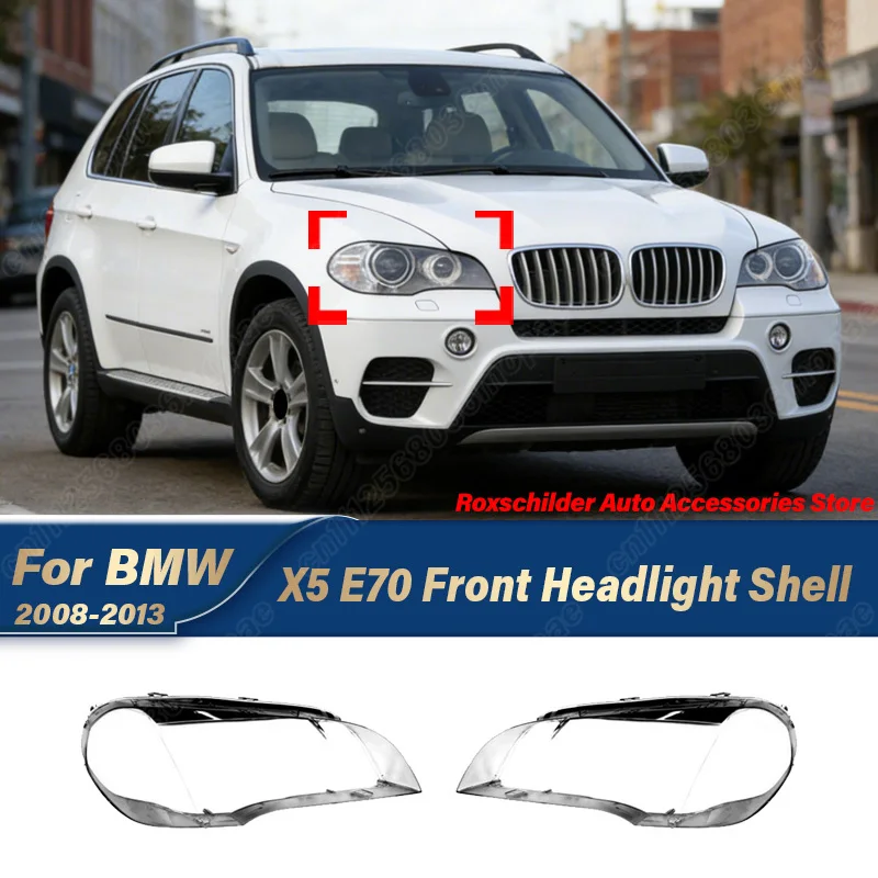 

For BMW X5 E70 2008 2009 2010 2011 2012 2013 Automobile Front Headlight Transparent Cover Sports Racing Glass Lampshade Body Kit