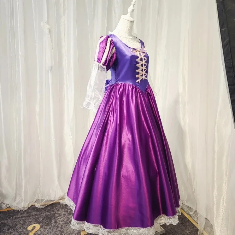 Rapunzel Princess Cosplay Costumes Girls Women Madrigal Purple Lace Dress Gown Party Dresses Halloween Carnival Cosplay Clothing