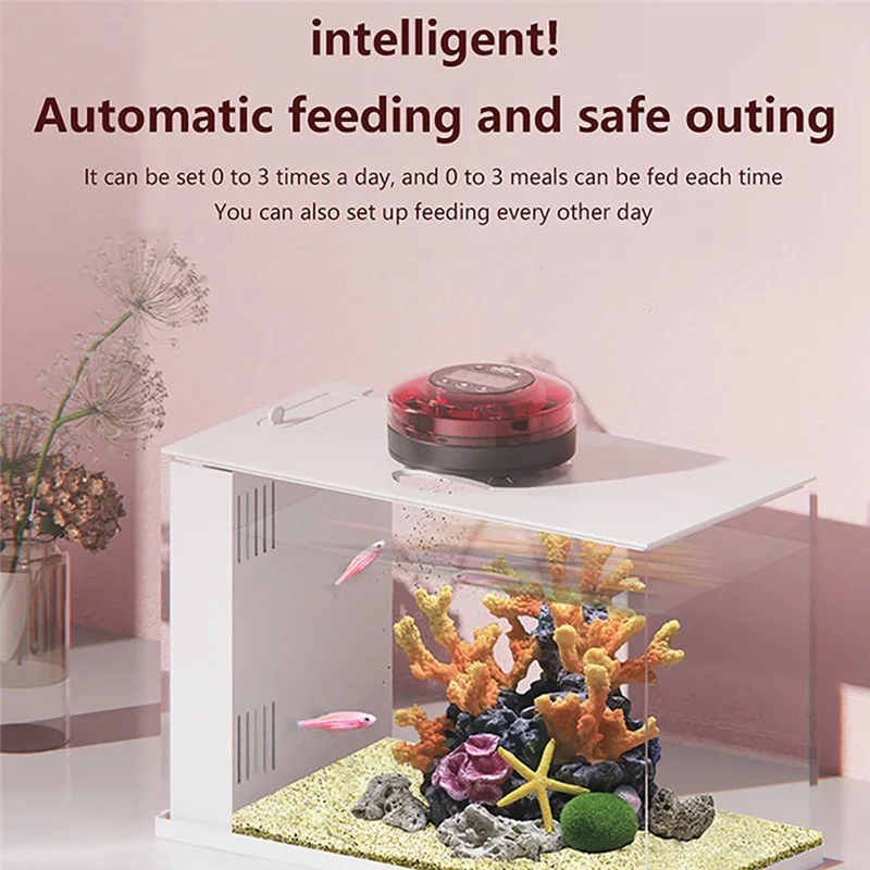 

AEA4-Aquarium Automatic Fish Feeder Automatic Food Dispenser With Timer Rechargeable Timer Feeder With USB Cable LCD Display
