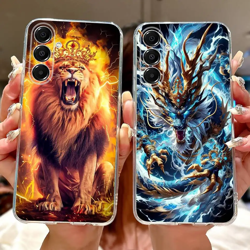 كول التنين الأسد النمر الكرتون نمط غلاف لسامسونج غالاكسي A17 5G A176B A17 4G A175F A 17 حافظة لينة سيليكون غطاء شفاف