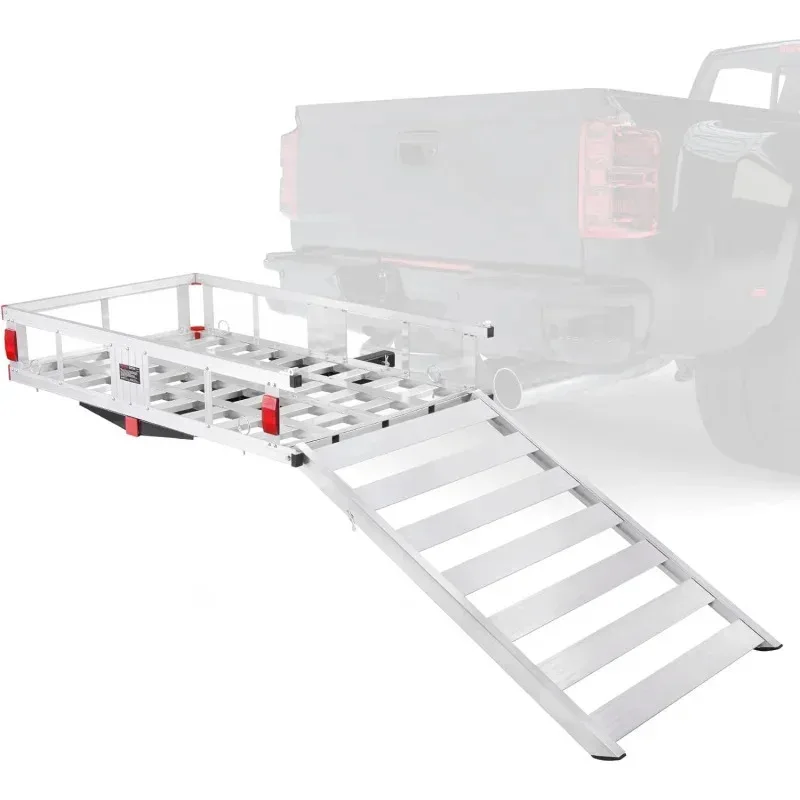 

QW50 x 29,5 x 8,7 дюйма, грузовая перевозка груза с креплением на прицеп, алюминиевая корзина емкостью 500 фунтов со складной рампой. Чемодан Кейри