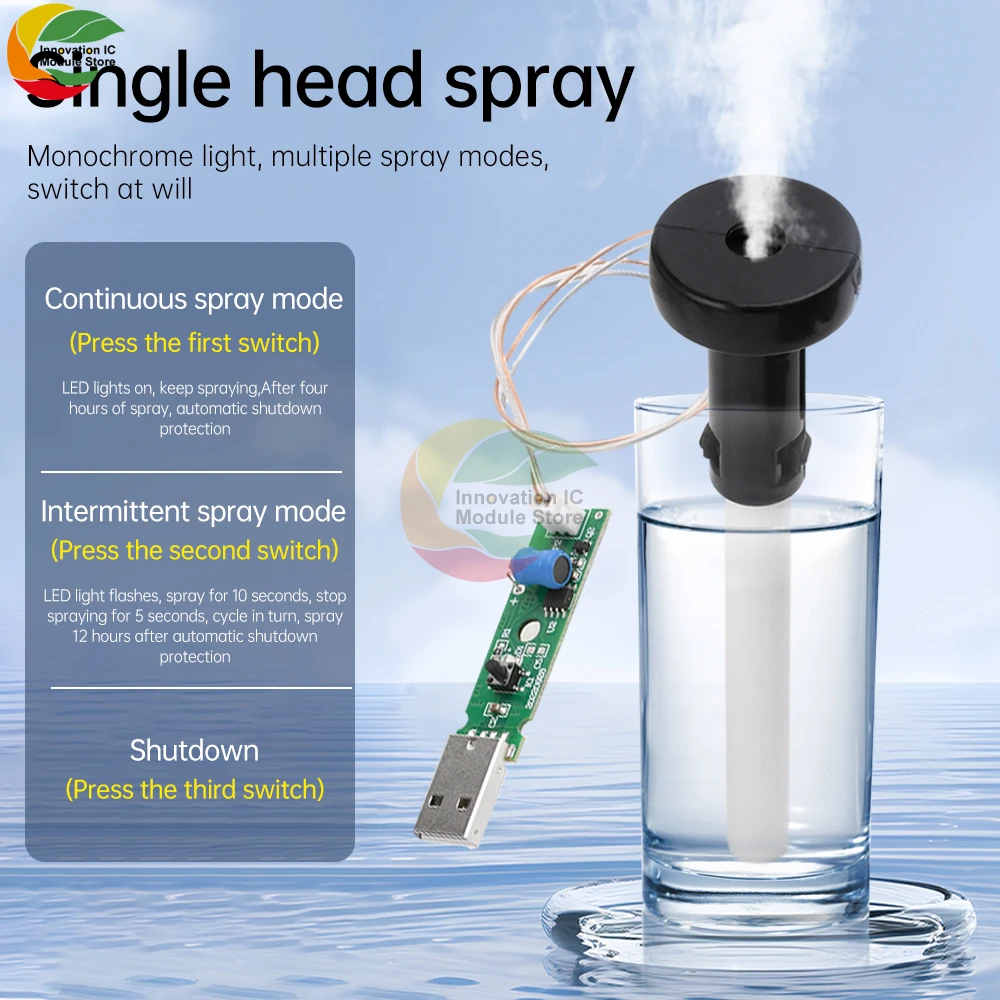 Type-C USB 5V 20mm 1.5-2W Ultrasonic Atomizing Humidifier Module DIY Moisturizing Transducer Mist Maker Atomize Rubber Gaske kit