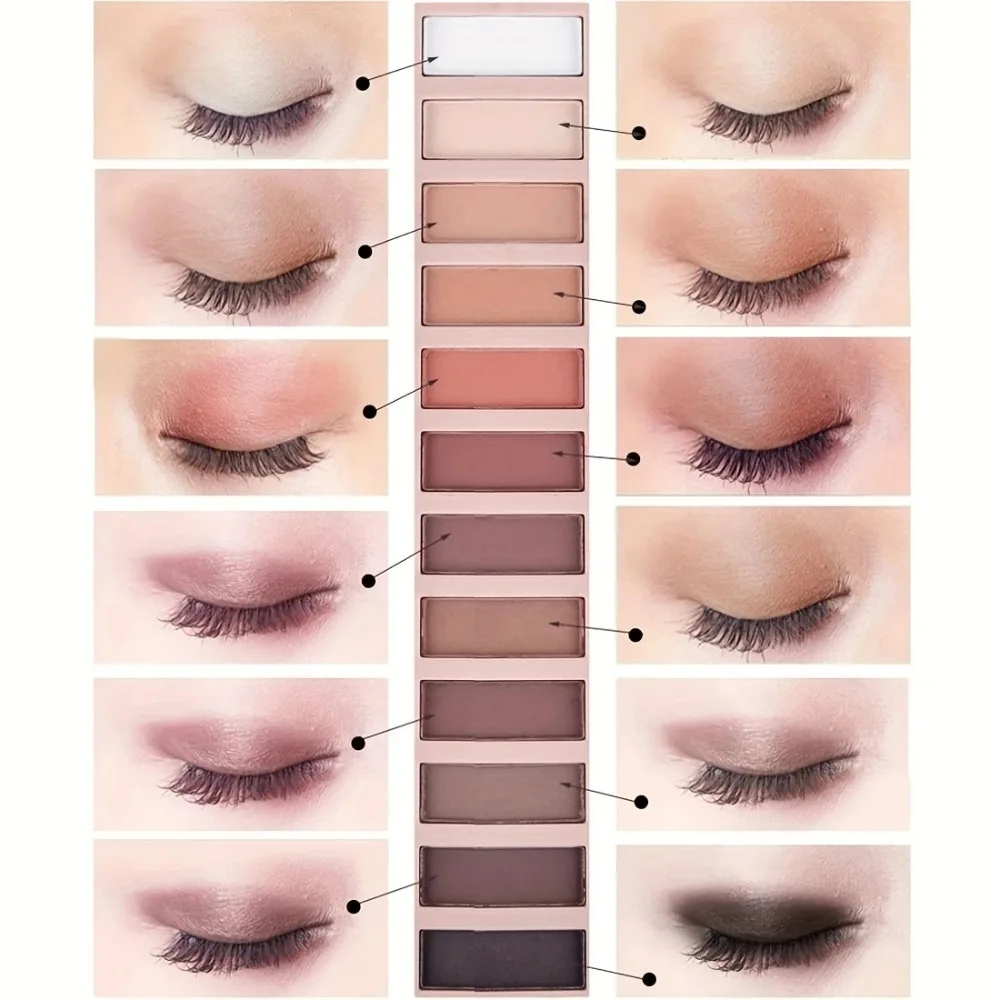 ヌードアイシャドウパレット マットパール光沢 長持ち 汚れないアースカラー メイクアップアイシャドウ パール光沢アイシャドウ 12色