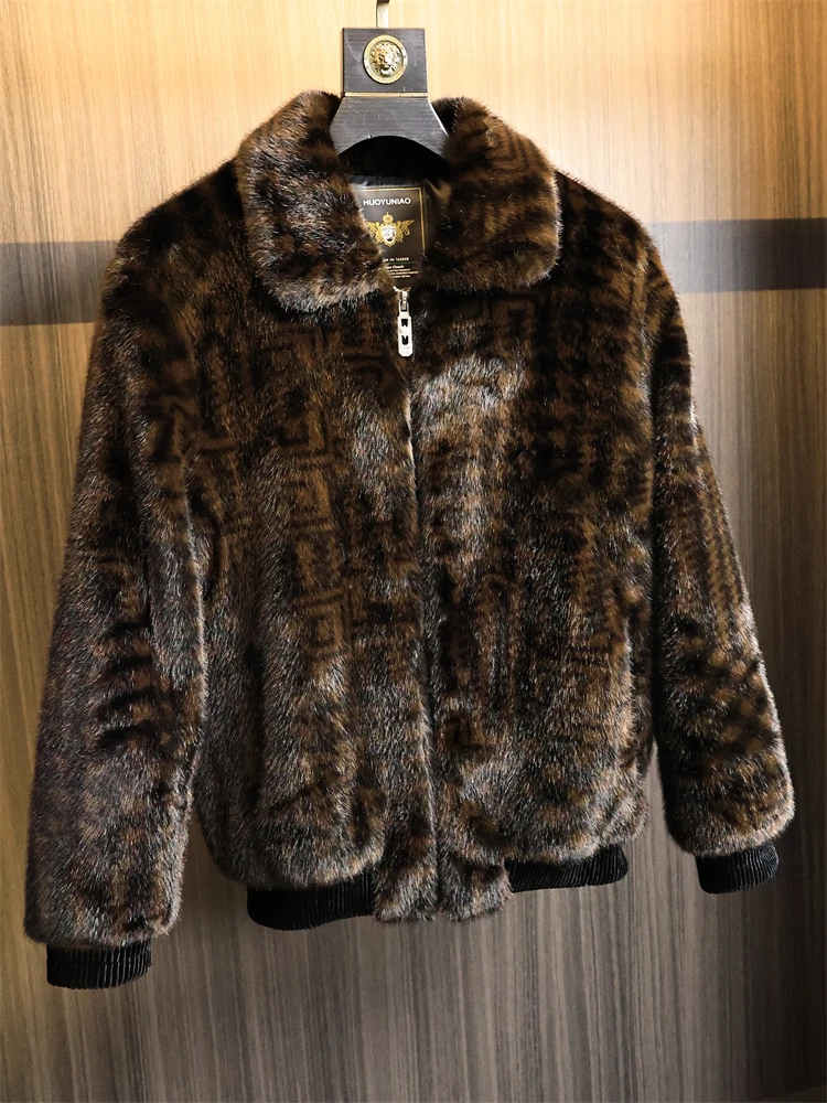 Men's Winter Fashion Urban Style Jacket Stand Collar Long Sleeve Windproof Casual Flap Pocket Standard Fit Simulation  Fur...