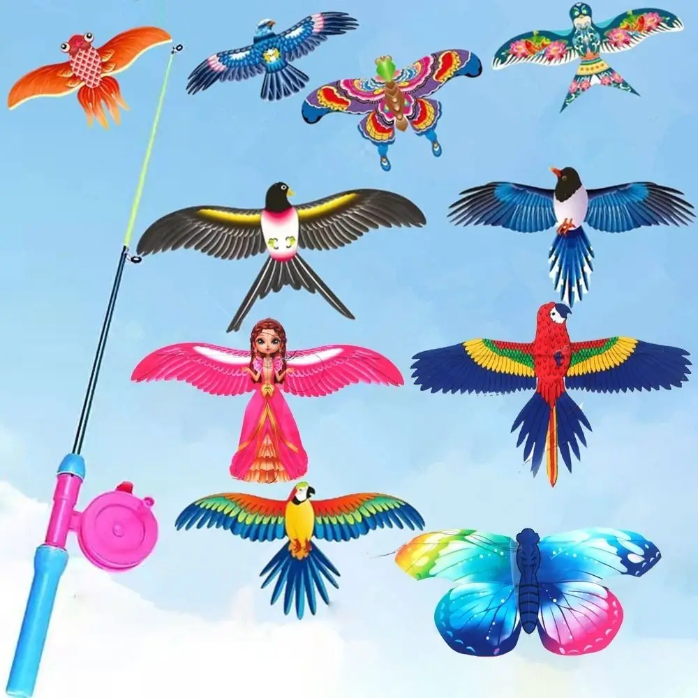 Nuevo con línea de cometa de 30 metros, cometa de águila de plástico, juguete DIY de dibujos animados, pipas de águila grandes, pipas de pájaro volador, jardín, deporte al aire libre