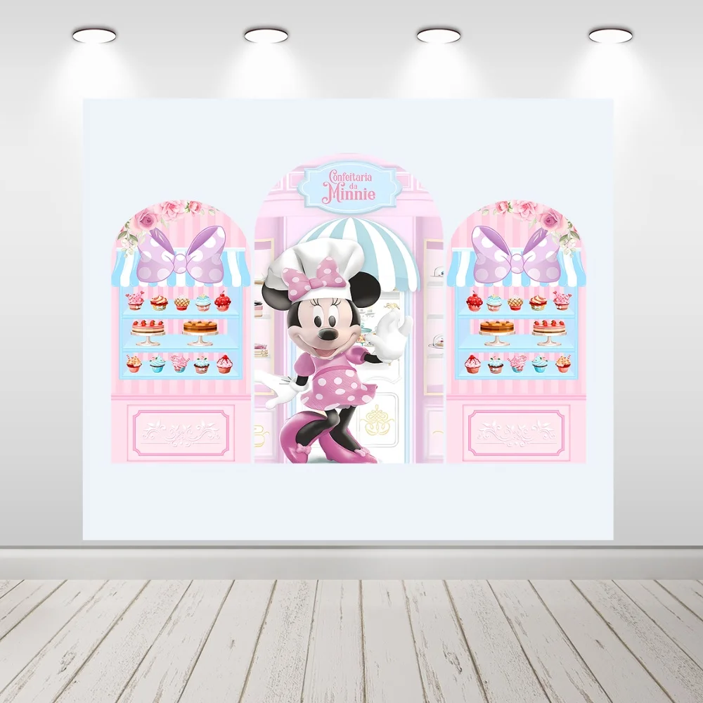 

Disney Minnie Mouse Dessert Shop Backdrop Kids Birthday Decoration Background Arch Photography Decor Props