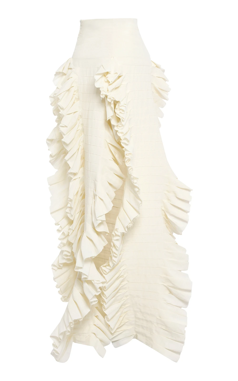 تنورة ماكسي عالية الخصر غير متناظرة مكشكشة للنساء تنورة شلال بيضاء الطبقات أنيقة لحفلات الزفاف وحفلات الزفاف