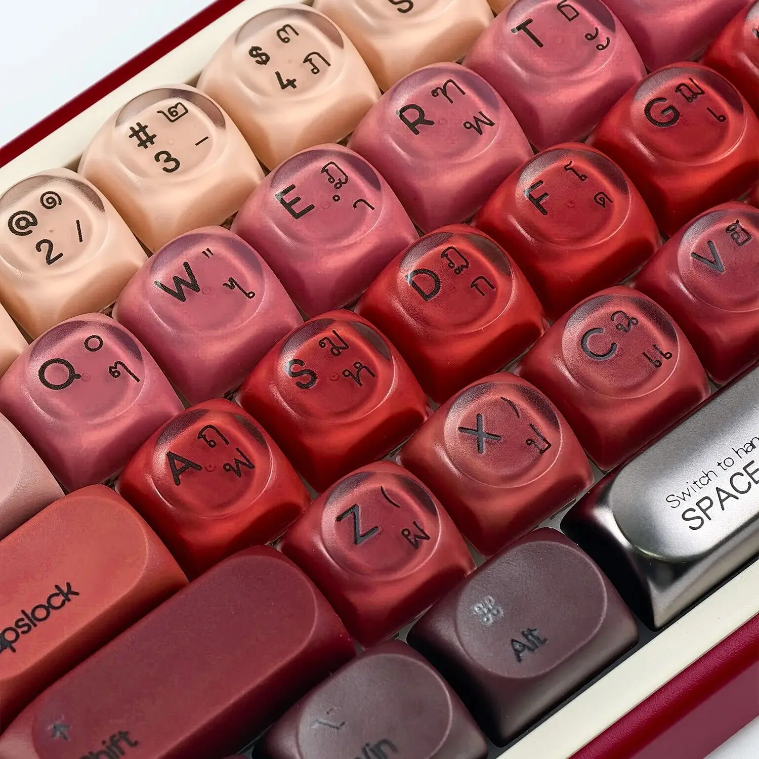 

MAIMOOO тайский колпачок для клавиш, губная помада, красное вино, красный, в стиле ретро, полупрозрачный (1, моа ПК для Aula, колпачки для клавишных клавиш, 132 клавиши