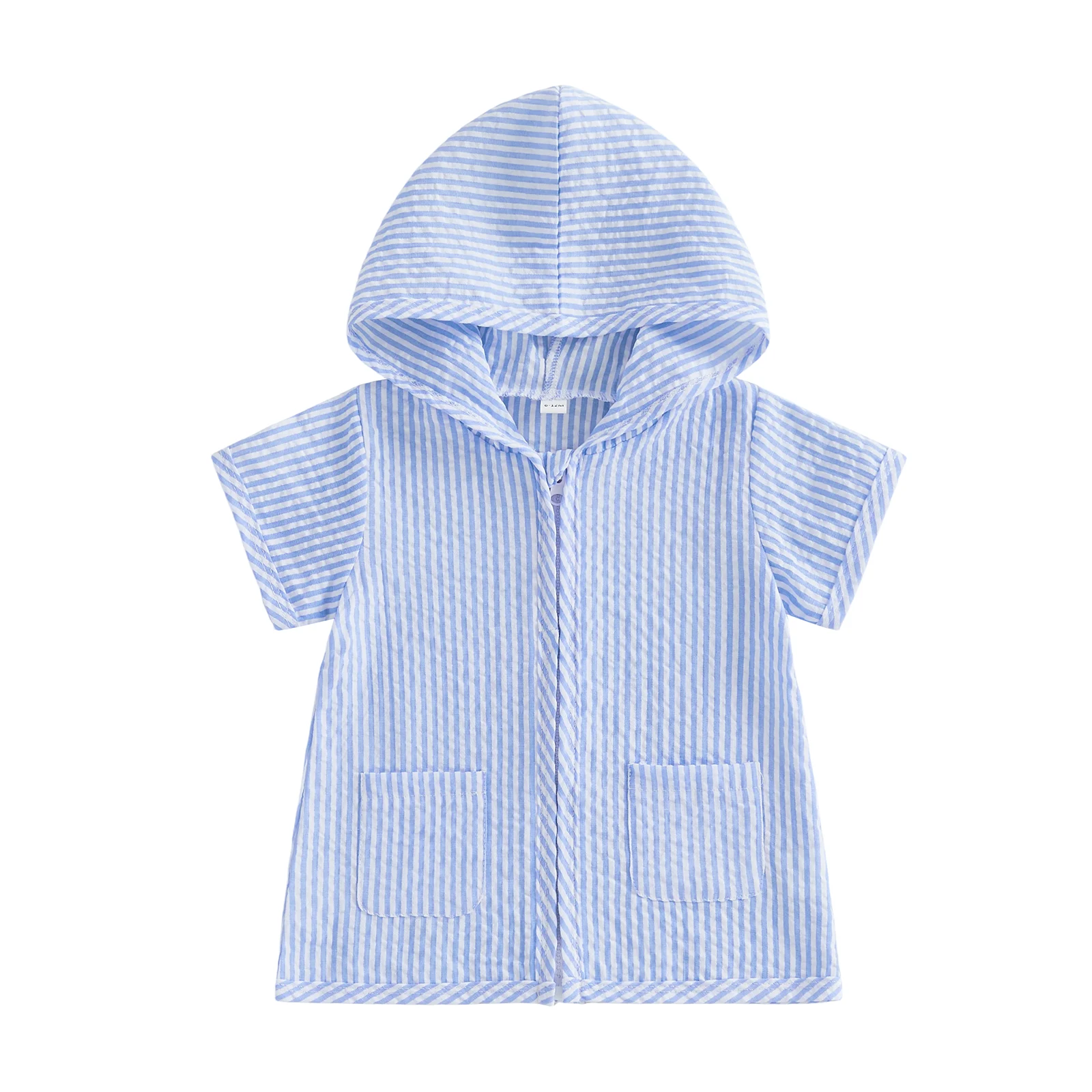 

Женский пляжный купальник на молнии с короткими рукавами и капюшоном в полоску, женский халат для бассейна для летних каникул