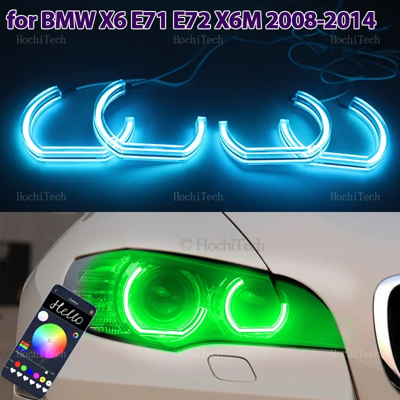 

Remote APP Multi Color Crystal DTM Style RGB LED Angel Eyes Kit Rings for BMW X6 E71 E72 X6M 2008 2009 2010 2011 2012 2013 2014
