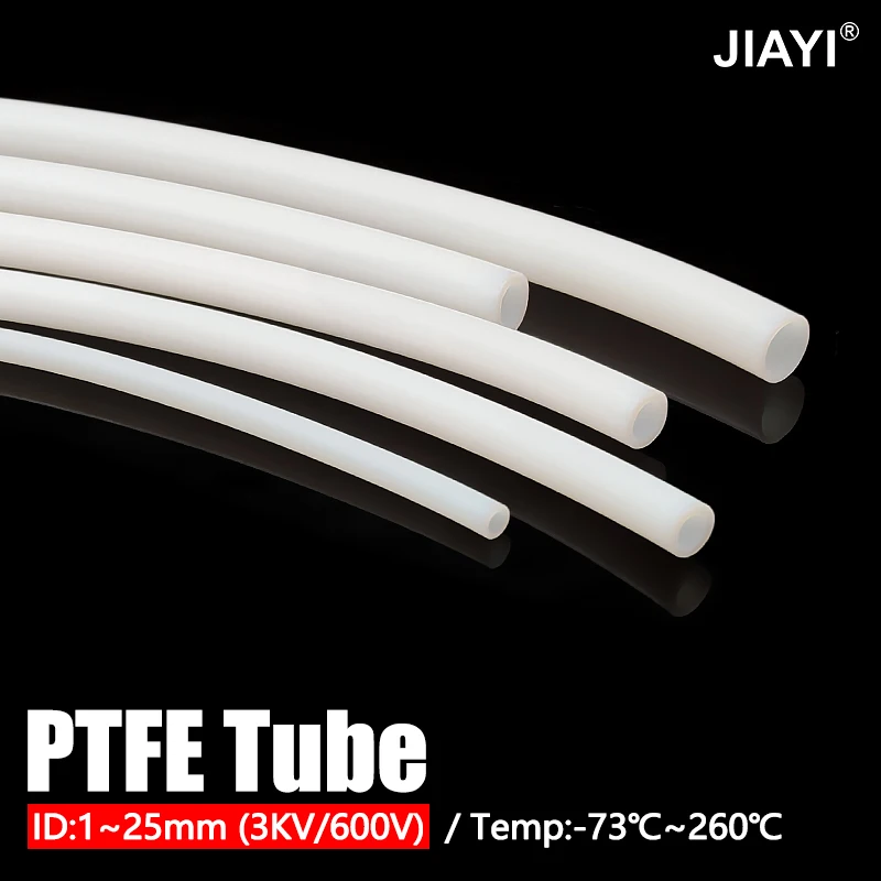 PTFE Industrial Tube White Teflonto Fluid Transfer Tubing Hotend Throat Pipe Heat Corrosion Resistant Multiple Sizes 1~19mm