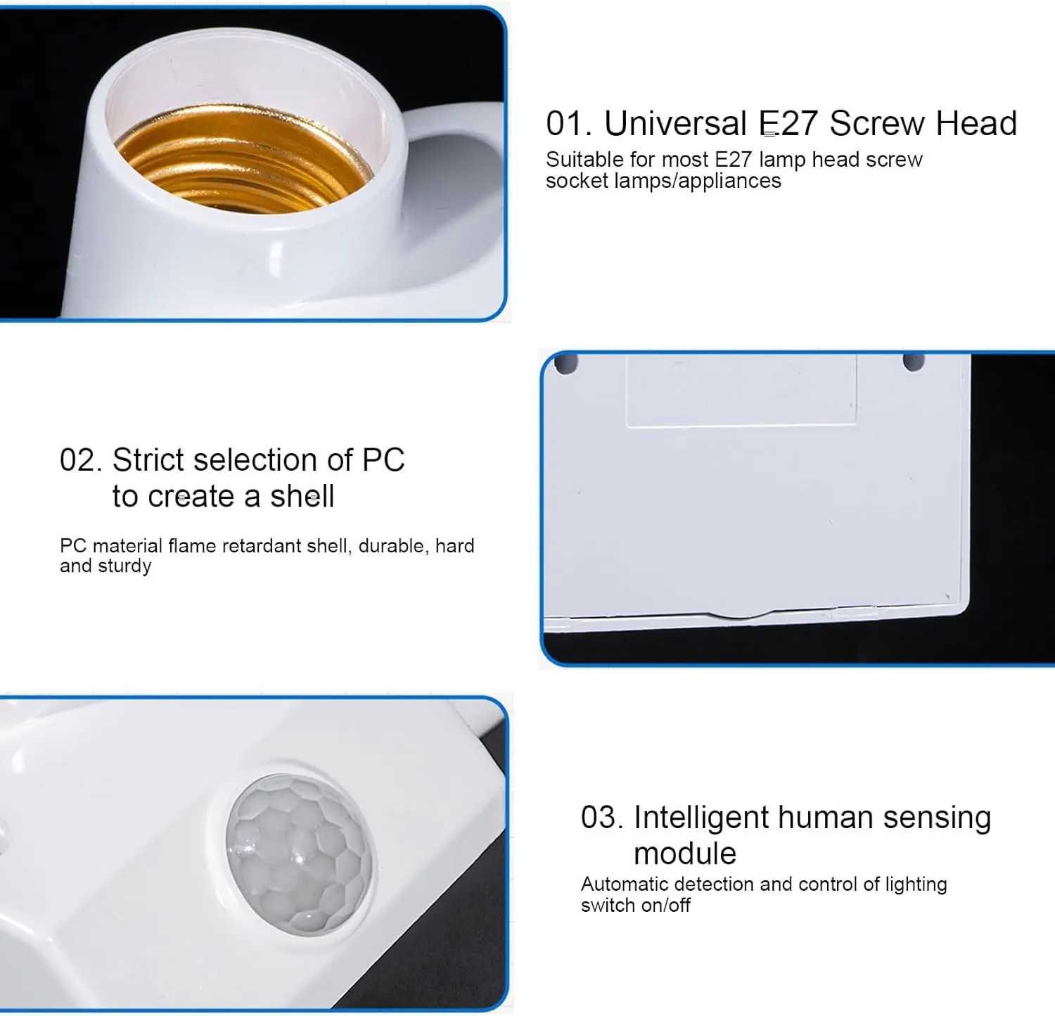 AC110-240V LED Automatic Human Body Infrared IR Sensor Lamp Holder LED Bulb Light E27 Base Wall Lamp Holder