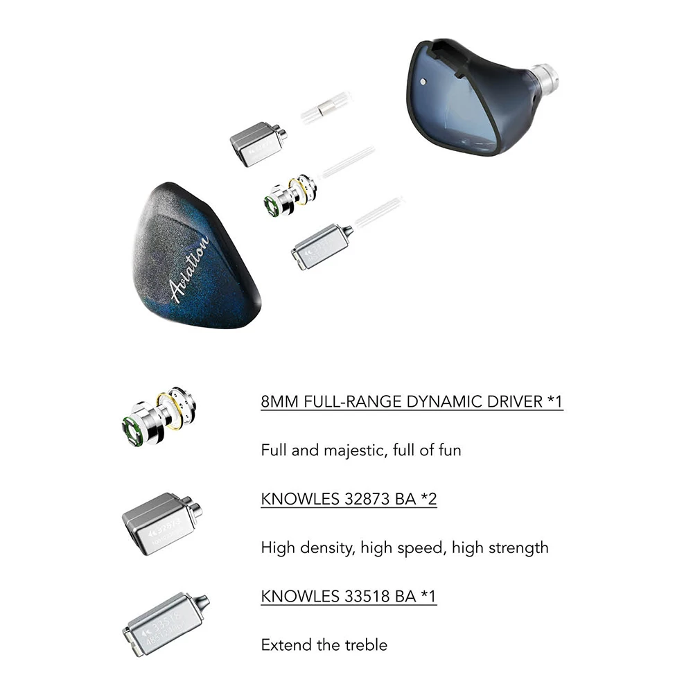 Kinera QOA 항공 이어폰, 하이파이 음악 이어버드, 헤드셋, 3 Knowles BA + 1 DD 하이브리드 드라이버 모니터 IEM, 0.78mm 2 핀 케이블 포함