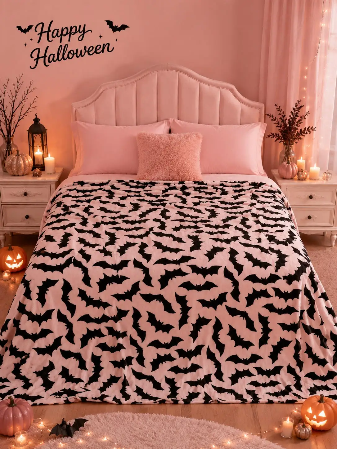 Halloween Flannel Blankets & Throws Bat Silhouette Gothic Decor Sofa Throw Bed Blanket Living Room Bedroom Couch Office Travel Nap Home Decor Holiday Gift for Mom Dad Sister Brother Wife Husband Grandma Grandpa Friend Party Thanksgiving Anniversary
