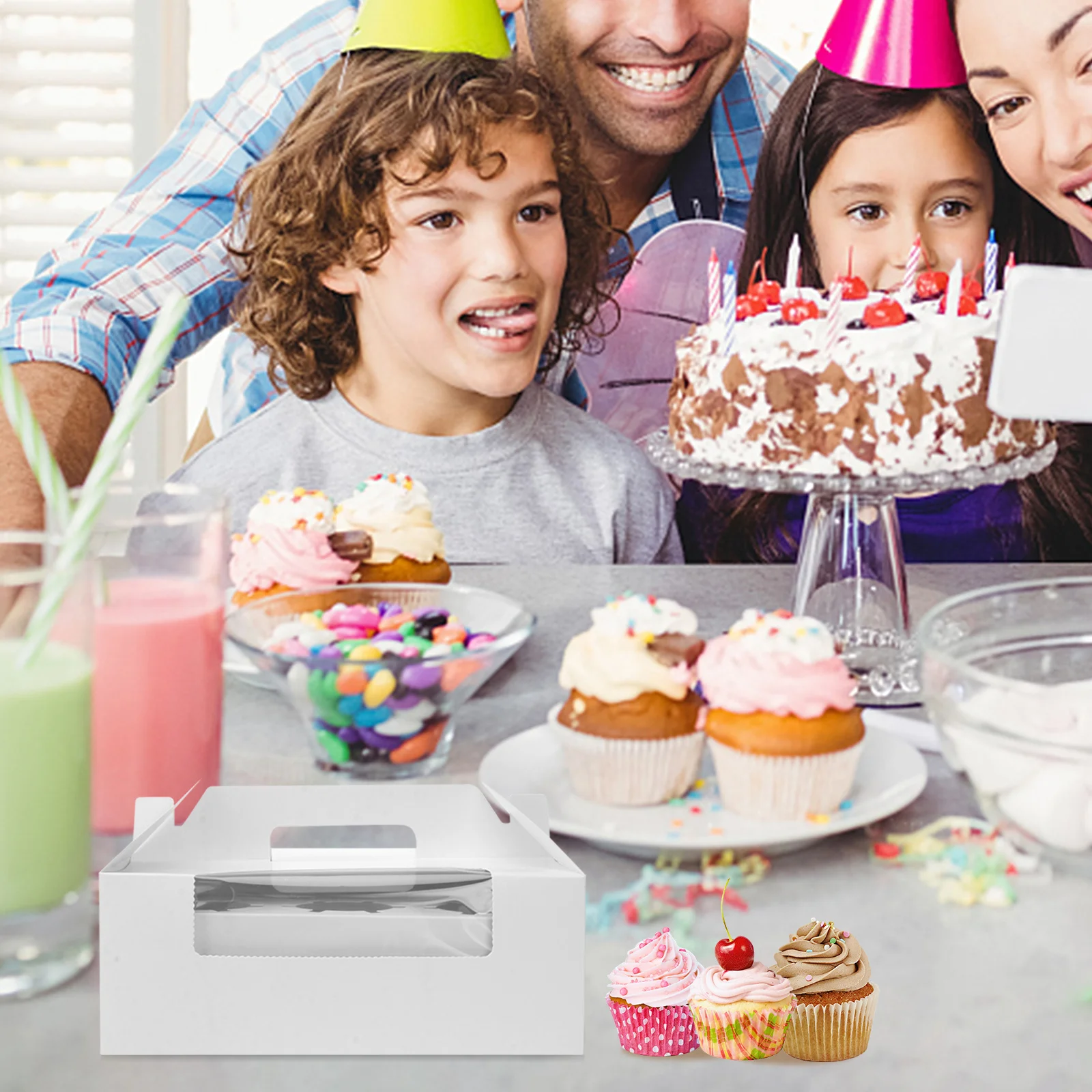

10pcs 6 Cavity Eco-Friendly Paper Cupcake Boxes With Window Insert Dessert Containers For Bakery Home Wedding Party Food Storage