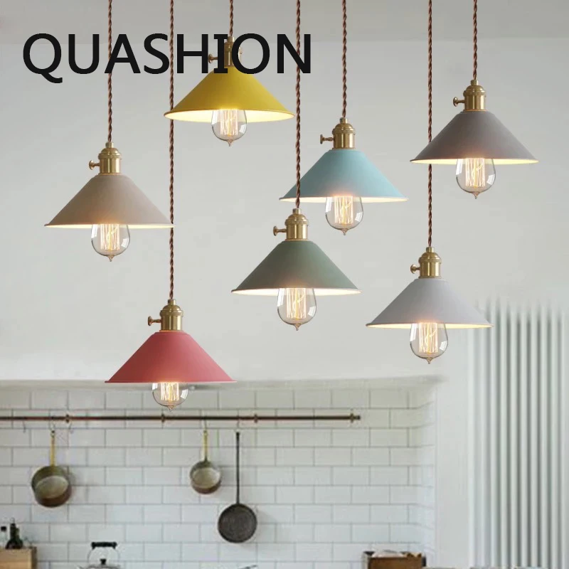 

Macaron Home Decor Chandelier Lamp Metal Lampshade Light Fixture Chandelier For Dining Room Pendant Dining Tables E27 LED Lustre