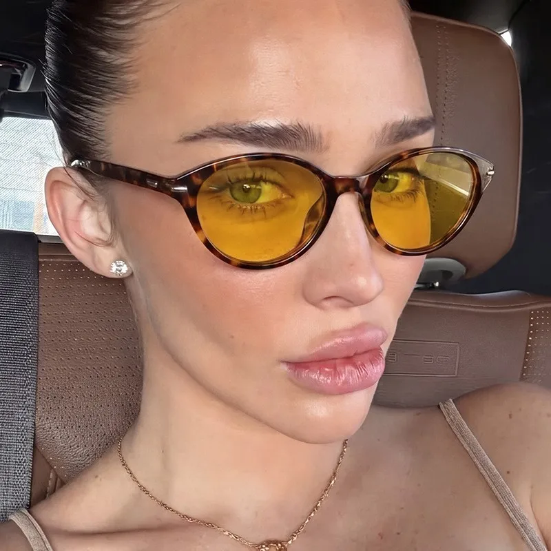 2026 Retro Cat Eye Sunglasses Women Y2K UV400 Protection Vintage Oval Sun Glasses Fashion Design Sunglass Woman Eyewear