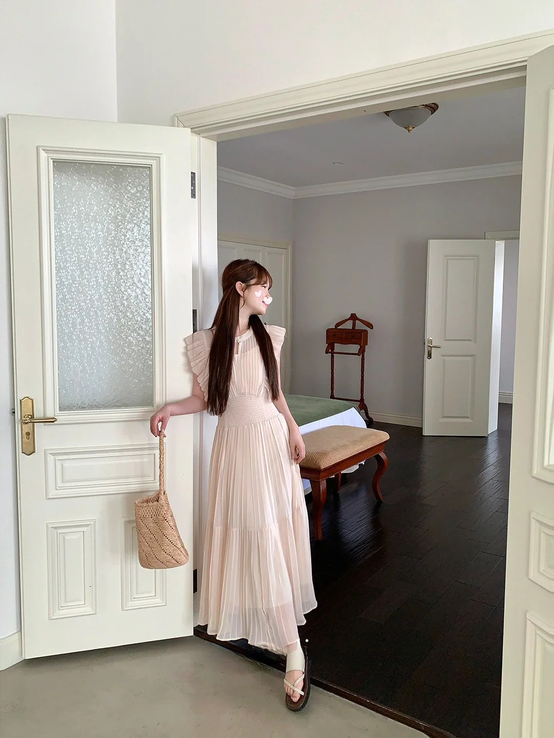

Elegant Sleeveless Dress for Women Summer Fashion French Style Gored Skirt Elastic Waist Polyester Fabric A-Line Dress