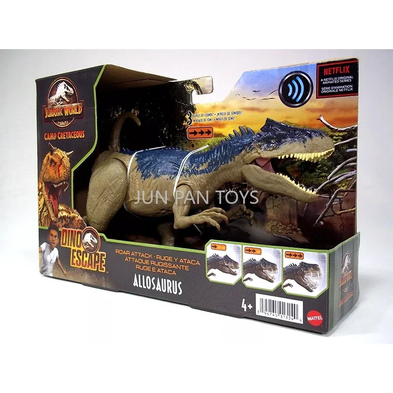 Jurassic World Camp Cretaceous Dino Escape rugido ataque Allosaurus con sonido figura de acción electrónica modelo Animal juguete para niños