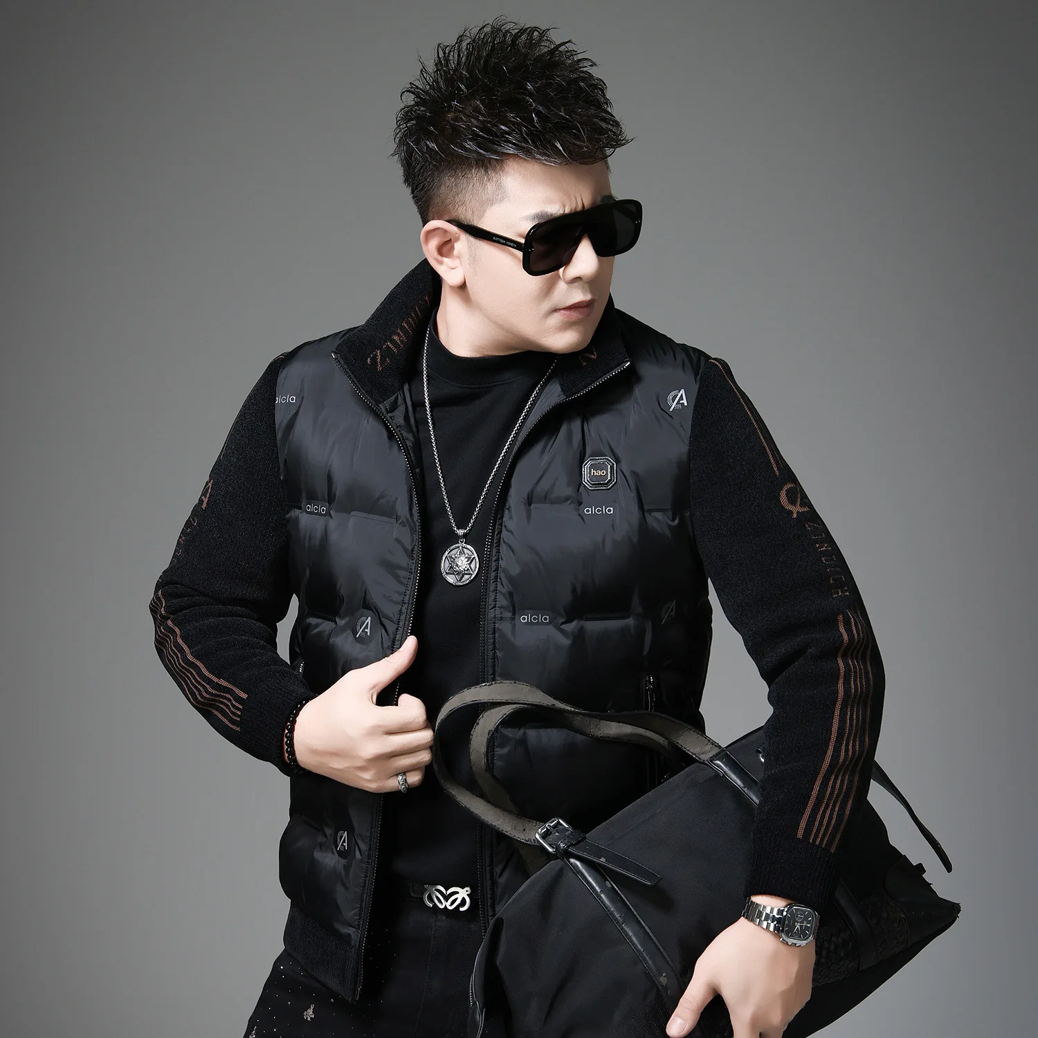 

Men's Faionable Winter down Jaet Warmth Insulation Outerwear Polyester Fiber Spor Sle Thiened ort Length