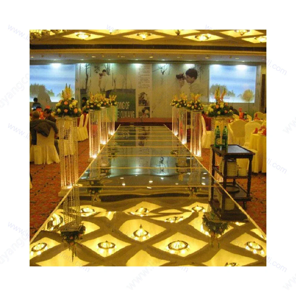 100cm*10M Wedding Mirror Carpet Aisle Run T Stage for Wedding Party Backdrop Decorations  0.12mm Thickness PET  Deco Mariage Rug