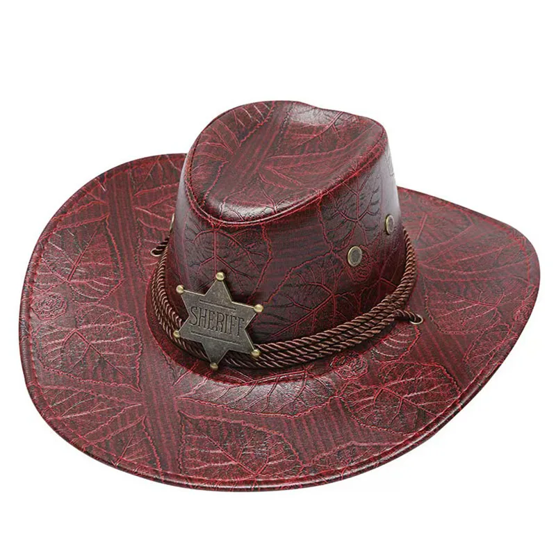 Retro Sheriff Cap Western Cowboy Hat Men Sunscreen With Wind   Rope Sunshade Cap Riding Tourism Outdoor Mountaineering Hat