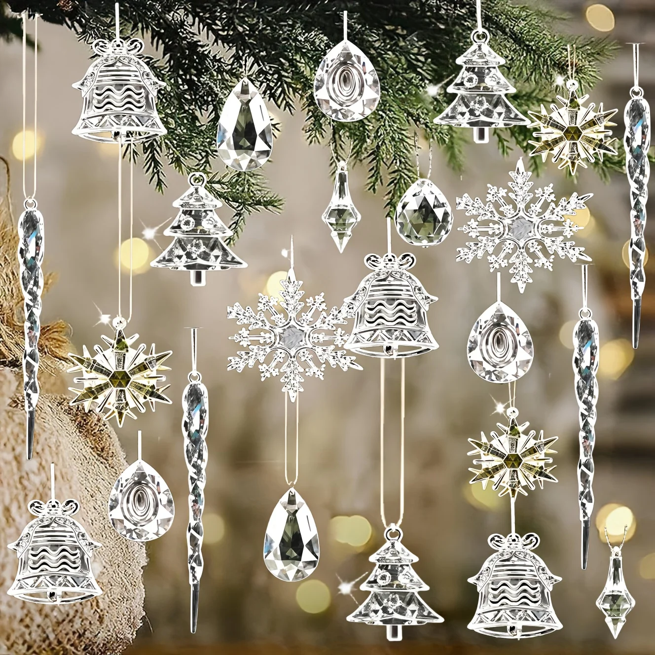 

30pcs Christmas Tree Decorative Transparent Pendant Christmas Pendant,Christmas Ornaments,Winter Wonderland Party Arrangements
