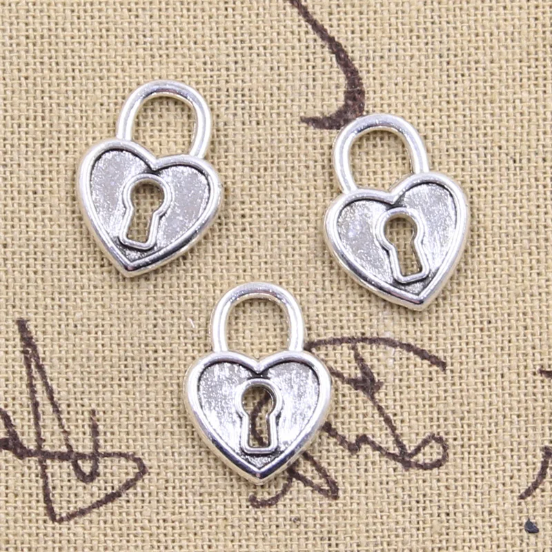 15pcs Charms Heart Lock 19x14mm Antique Making Pendant fit,Vintage Tibetan Bronze Silver Color,DIY Handmade Jewelry